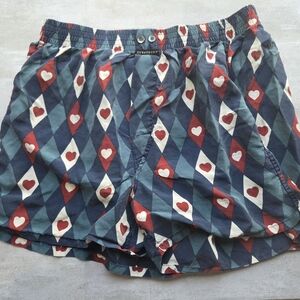 Vintage Structure Argyle Diamond Heart Pattern 100% Silk Boxers